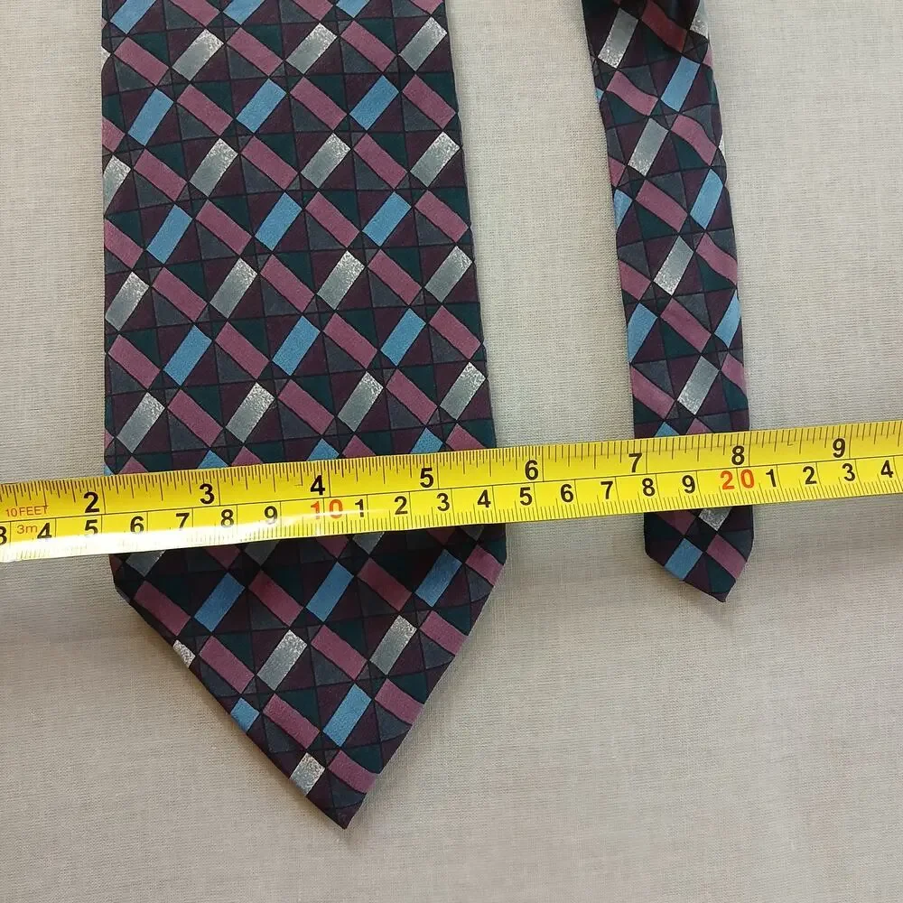 Adolfo Couture Vintage Mens Geometric Necktie muted art deco revival retro